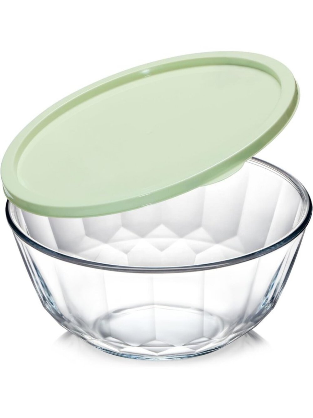 Large 4.7 Quart Glass Mixing Bowl with Lid - Deep Salad Bowl for Kitchen Use